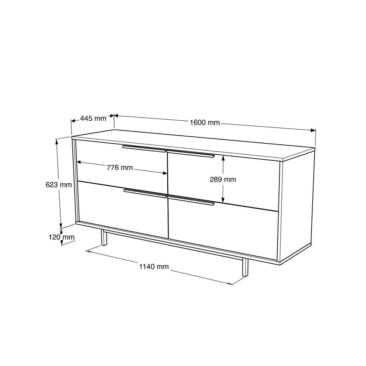 Vientiane Console (160 x 74,3 x 44,5 cm) Valnöt Konsol