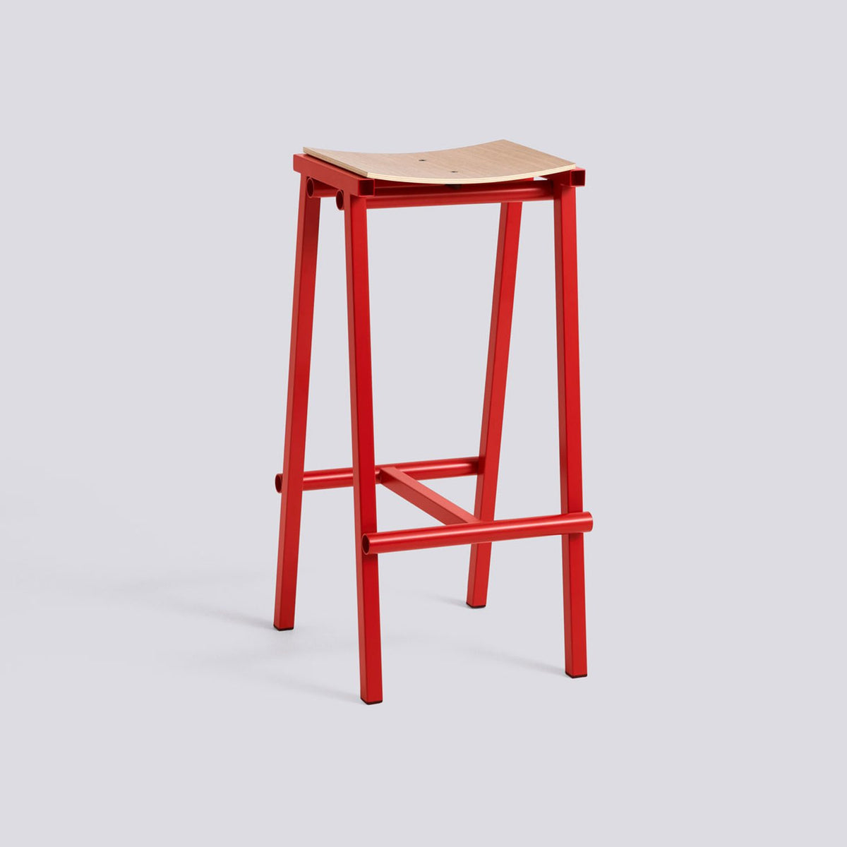 Taburete 8 75 cm Barpall ekfaner med vattenbaserad lack, Signal red – pulverlackerat stål