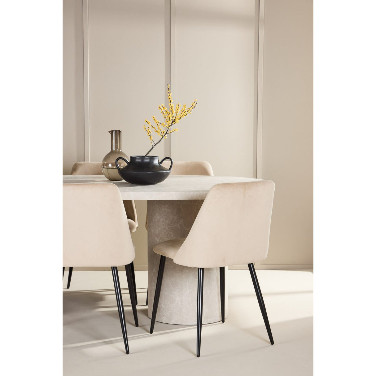 Narvik, Night Oval matgrupp Beige, Svart, Beige, 200 x 100