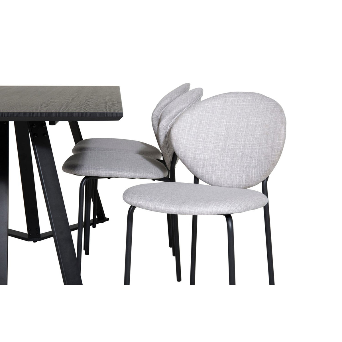 Marina, Vault Rektangulär matgrupp Svart,Grå, Svart, 180 x 90