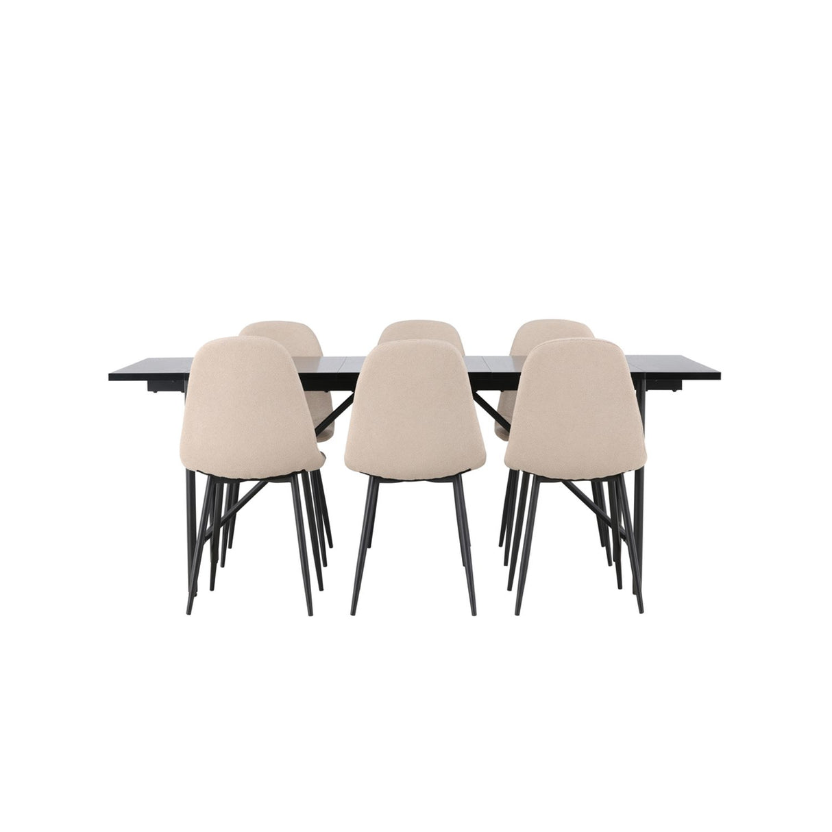 Astrid, Polar Rektangulär matgrupp Beige,Svart, Svart, 200 x 90