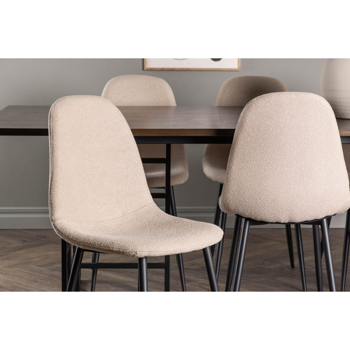 Ystad, Polar Rektangulär matgrupp Beige,Svart, Svart, mocka, 220 x 100