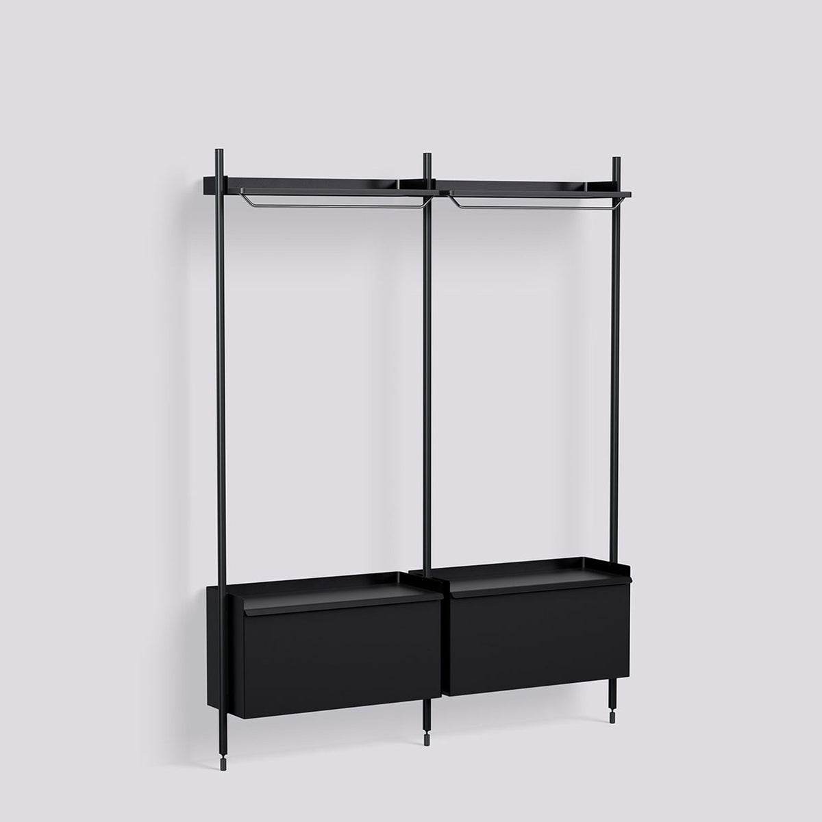 Pier System 1002 2 sektioner 162 × 34 × 209 cm Hyllsystem PS Black, Black – anodiserad aluminium