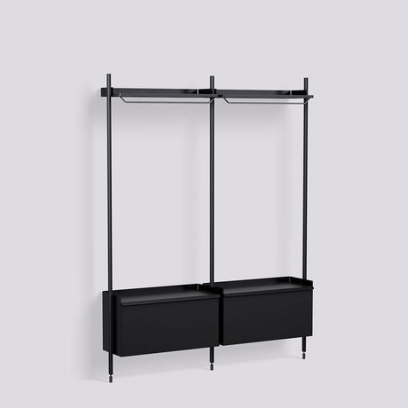 Pier System 1002 2 sektioner 162 × 34 × 209 cm Hyllsystem PS Black, Black – anodiserad aluminium