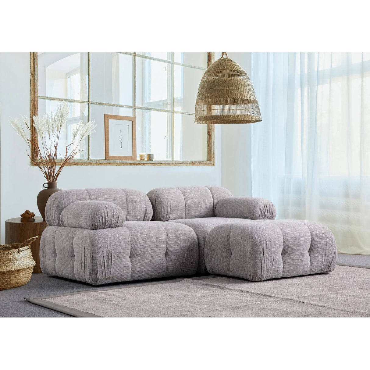 Lilongwe 2 (190-160 x 95 x 75 cm) Hörnsoffa Ljusgrå