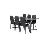 Marina, Slim Rektangulär matgrupp Svart, Svart, 180 x 90