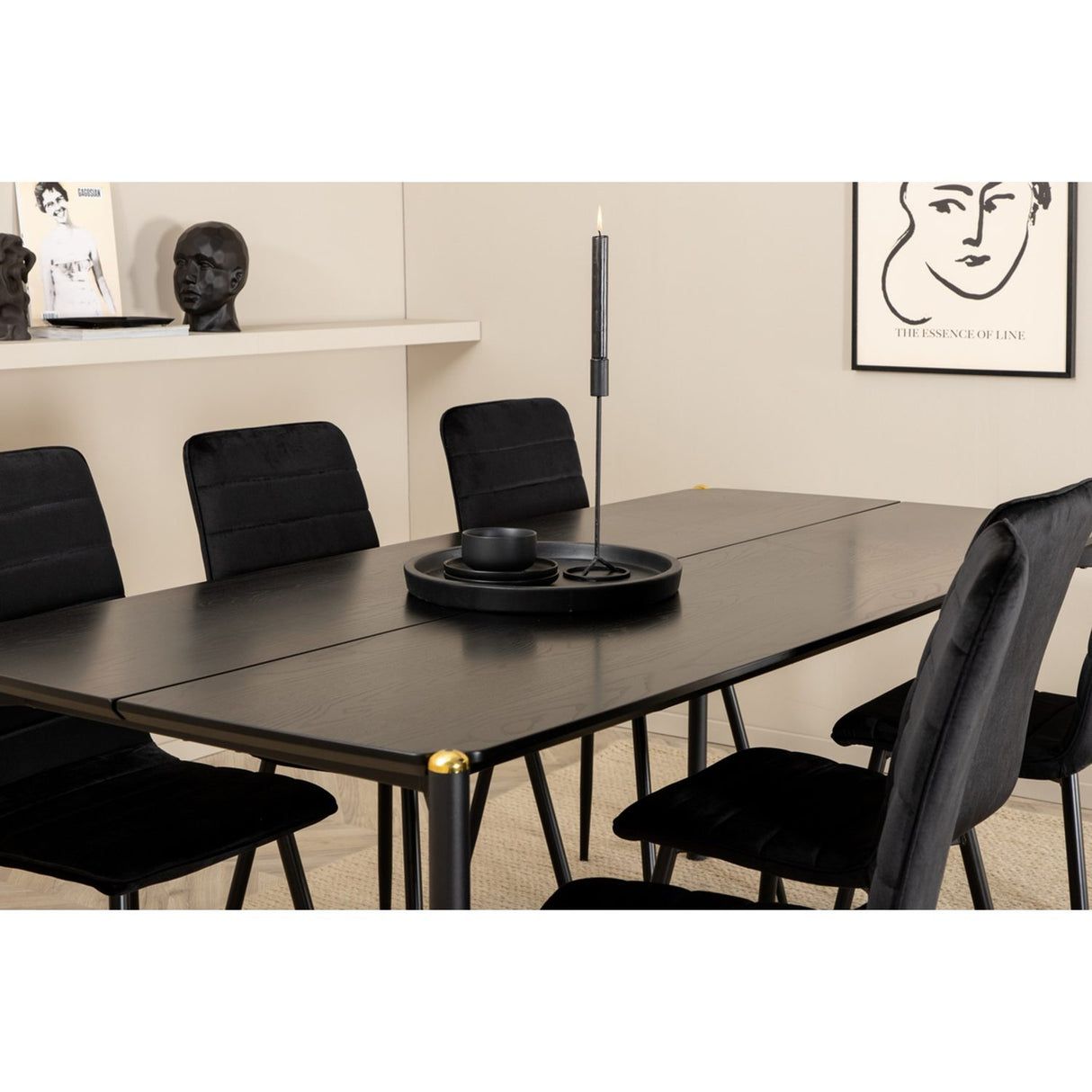 Pelle, Windu Rektangulär matgrupp Svart, Svart, 190 x 90