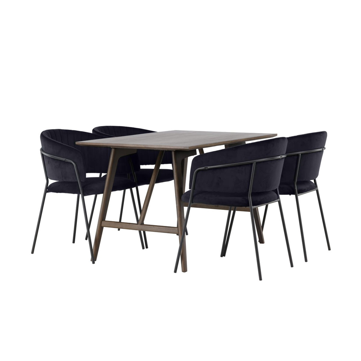 Kaseidon, Selma Rektangulär matgrupp Svart, Mörkbrun, 120 x 80