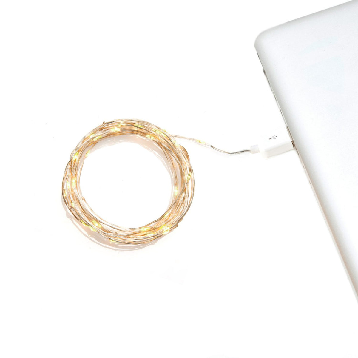 Micro LED USB Silversladd Ljusslinga Inomhus 100 Lampor (4.95m), Varmvit