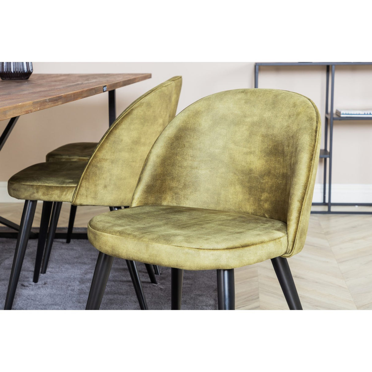 Padang, Velvet Rektangulär matgrupp Svart,Grön, Svart,Natur, 250 x 100
