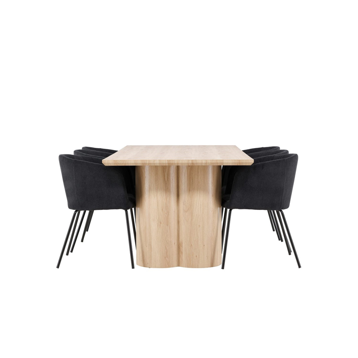 Olivia, Berit Rektangulär matgrupp Svart, Natur, 6st