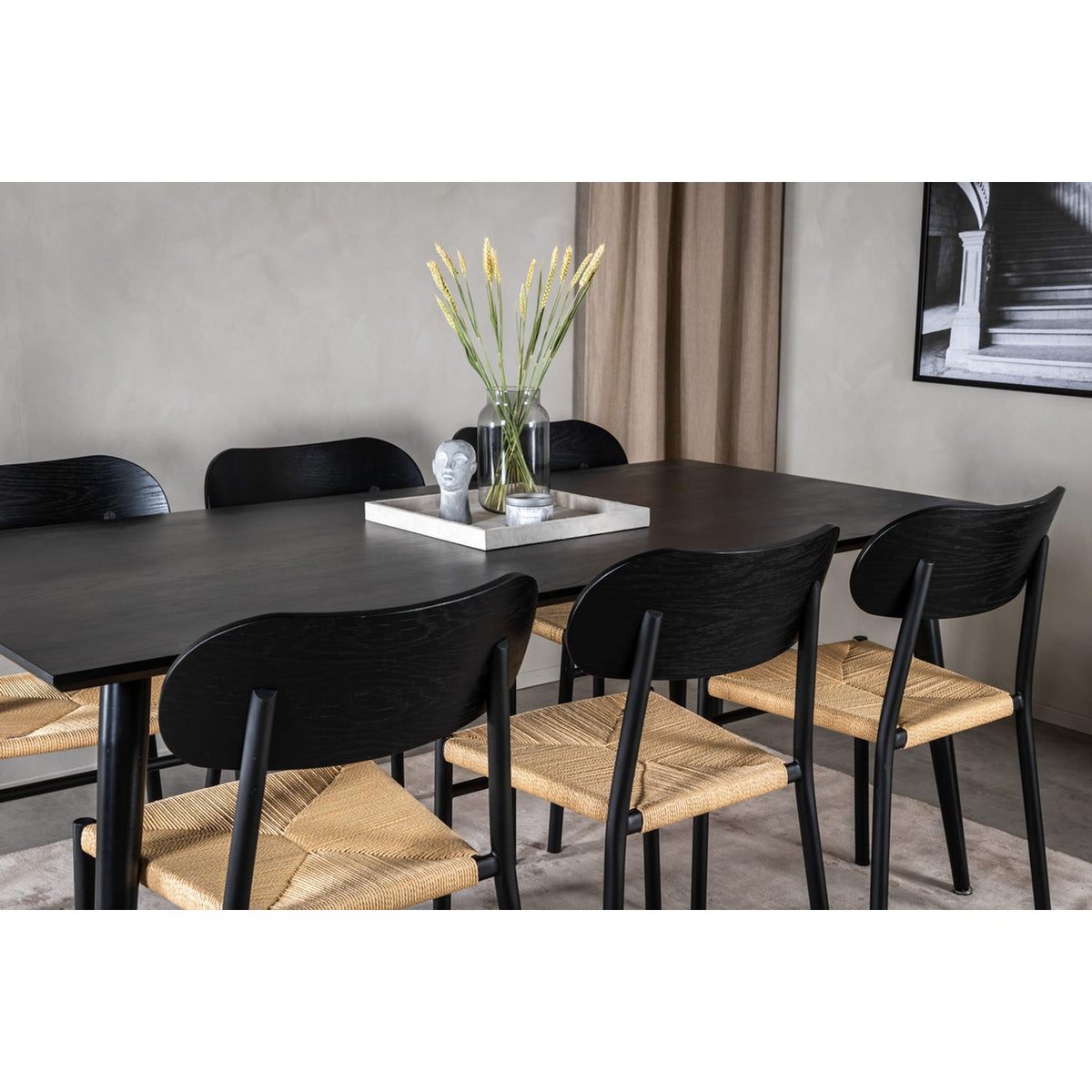 Dipp, Polly Rektangulär matgrupp Svart,natur, Svart, 180 x 90