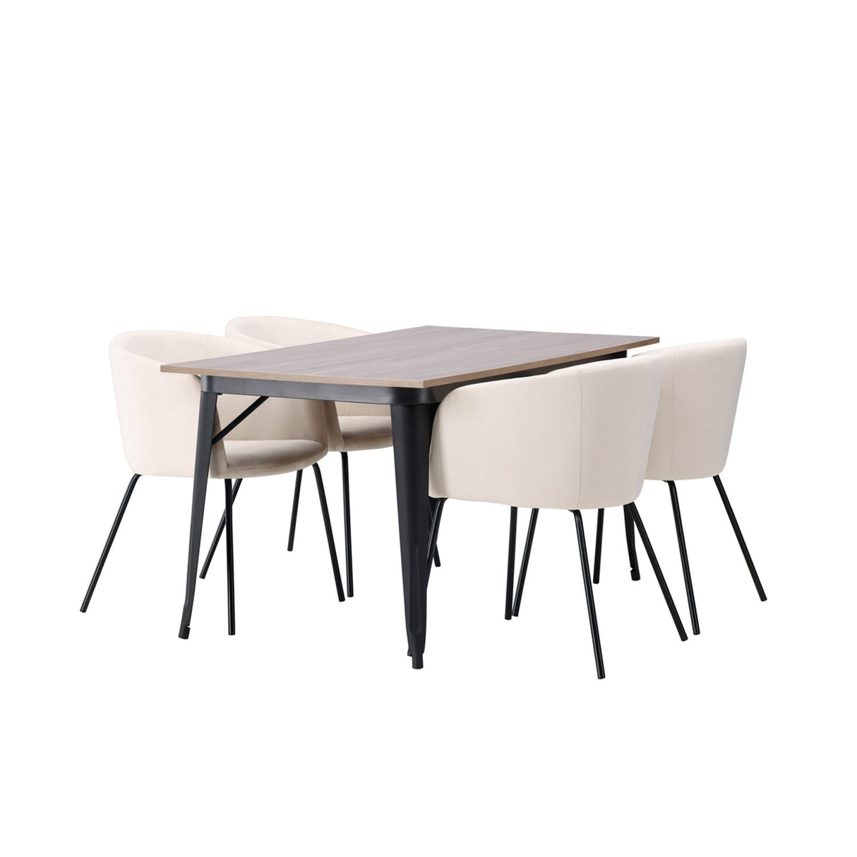 Tempe, Berit Rektangulär matgrupp Beige, Svart, Valnöt, 140 x 80