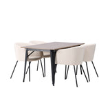 Tempe, Berit Rektangulär matgrupp Beige, Svart, Valnöt, 140 x 80