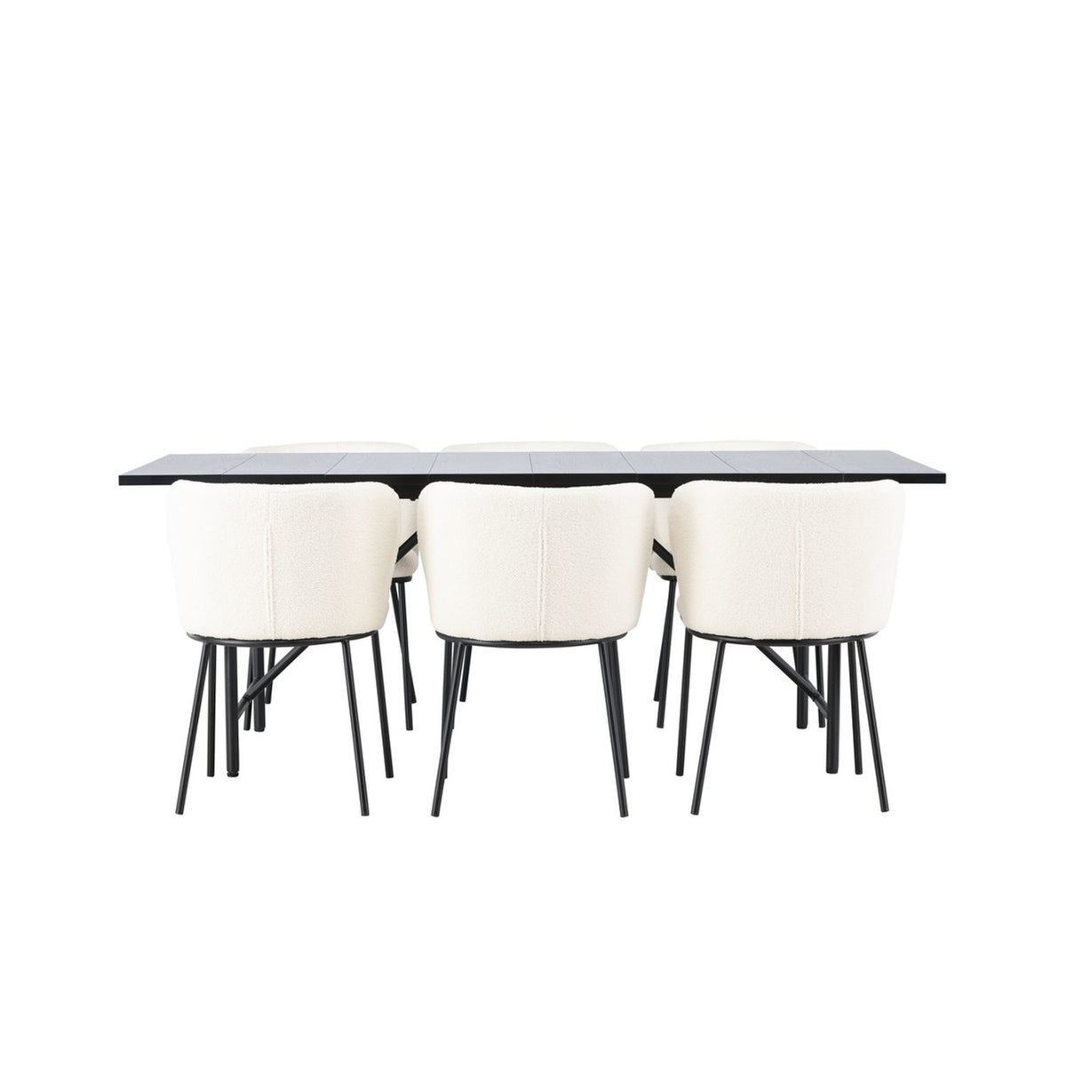 Astrid, Edina Rektangulär matgrupp Svart,Vit, Svart, 200 x 90