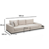 Ghent med sidobord (320 x 102 x 84 cm) Beige 4-sits soffa