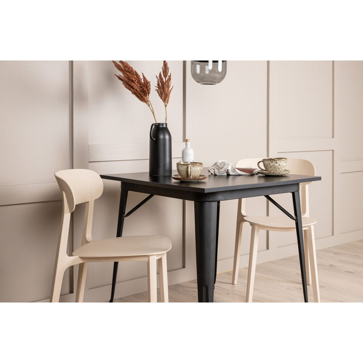 Tempe, Åstol Rektangulär matgrupp Beige, Svart, 80 x 80