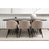 Stone, Velvet Rektangulär matgrupp Beige, Svart, Svart, Mocka, 220 x 100