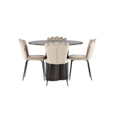 Olivia, Limhamn Rund matgrupp Beige,Svart, Mocka, ⌀110