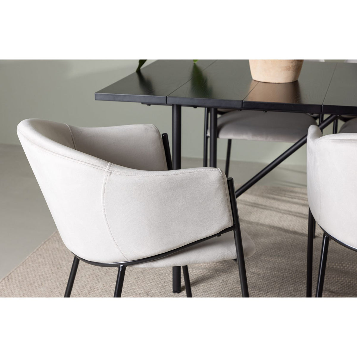 Astrid, Evelina Rektangulär matgrupp Svart,Grå, Svart, 200 x 90