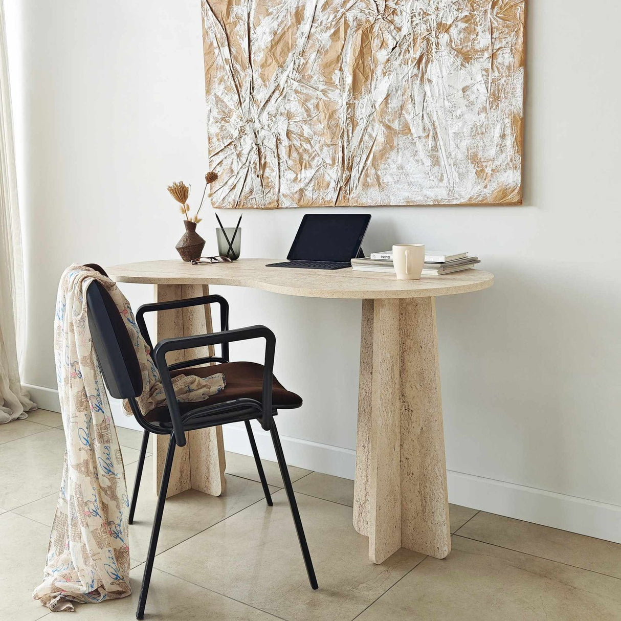 Nicosia (120 x 75 x 60 cm) Skrivbord Travertin