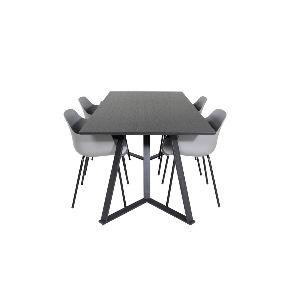 Marina, Comfort Rektangulär matgrupp Svart,Grå, Svart, 180 x 90
