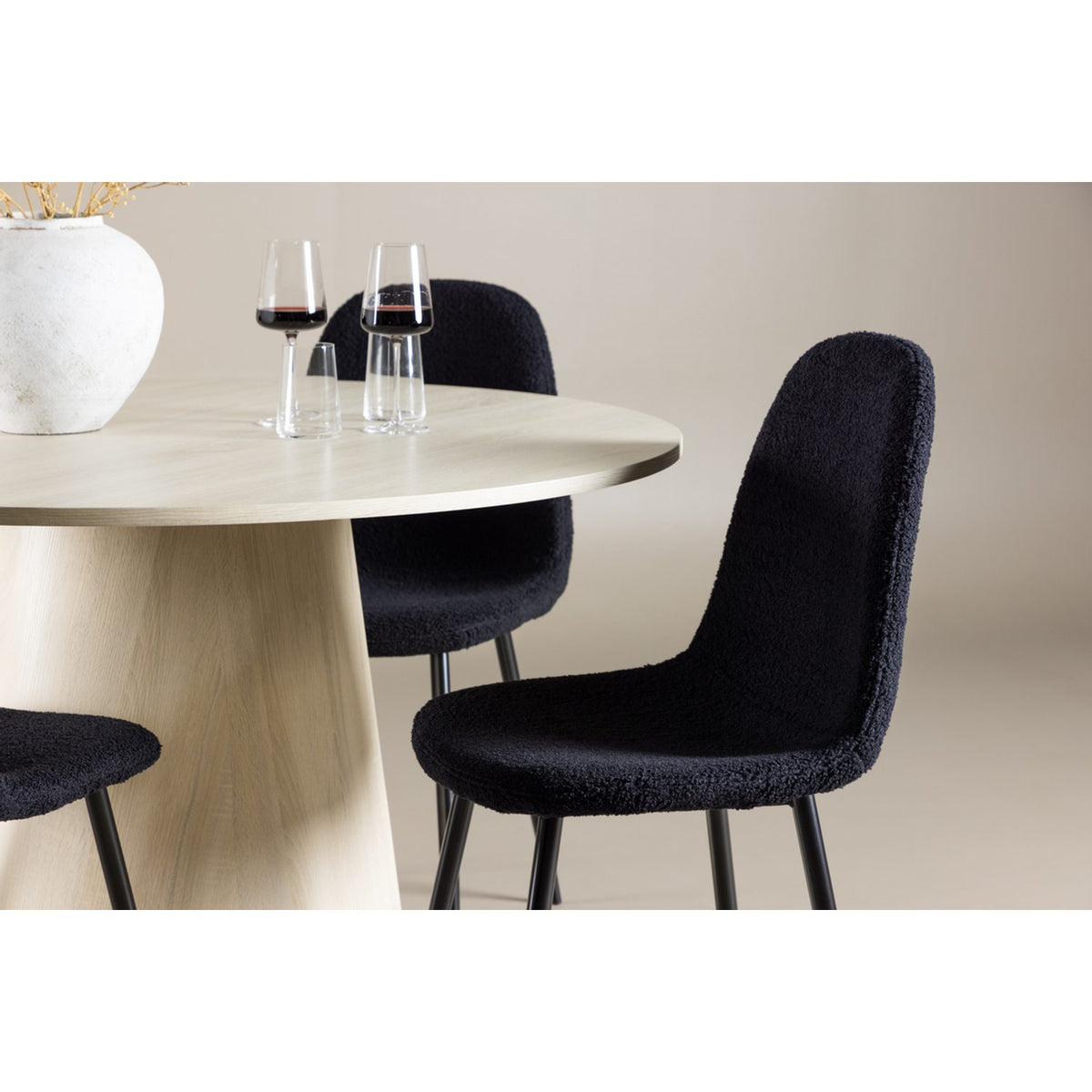 Lanzo, Polar Rund matgrupp Svart, Vitlaserad, ⌀120