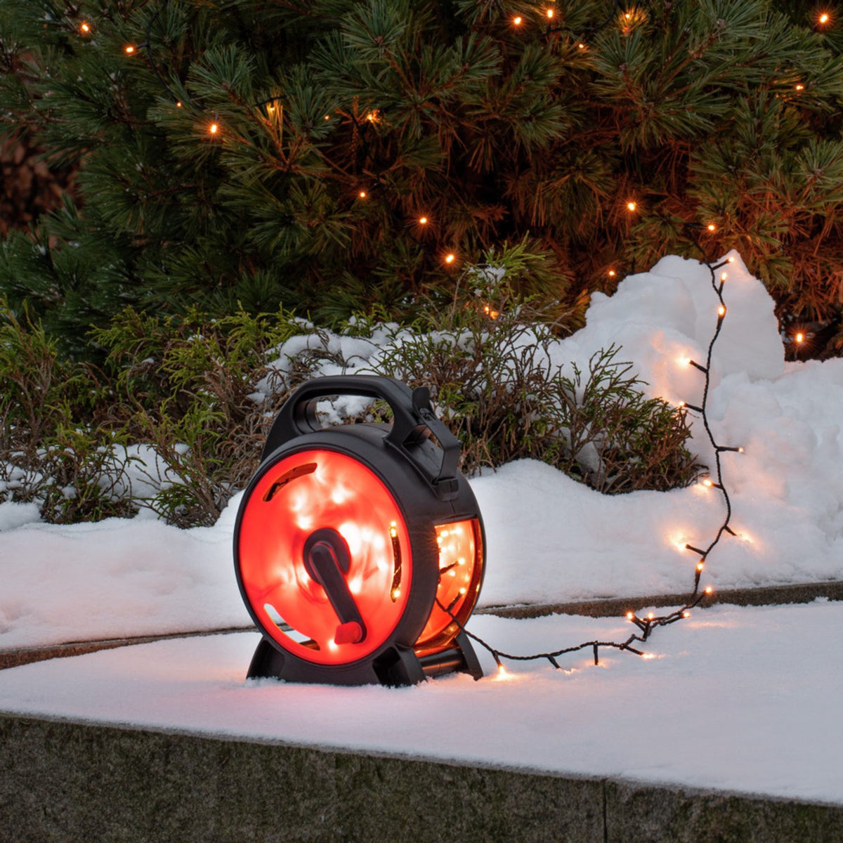 med Sladdvinda LED Svart Soft-cable Ljusslinga Ute 13.93m, Amber