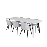 Polar, Velvet Rektangulär matgrupp Svart,Ljusgrå, Svart, Vit, 240 x 100