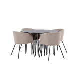 Stone, Berit Rund matgrupp Beige, Svart, Svart, Mocka, ⌀120