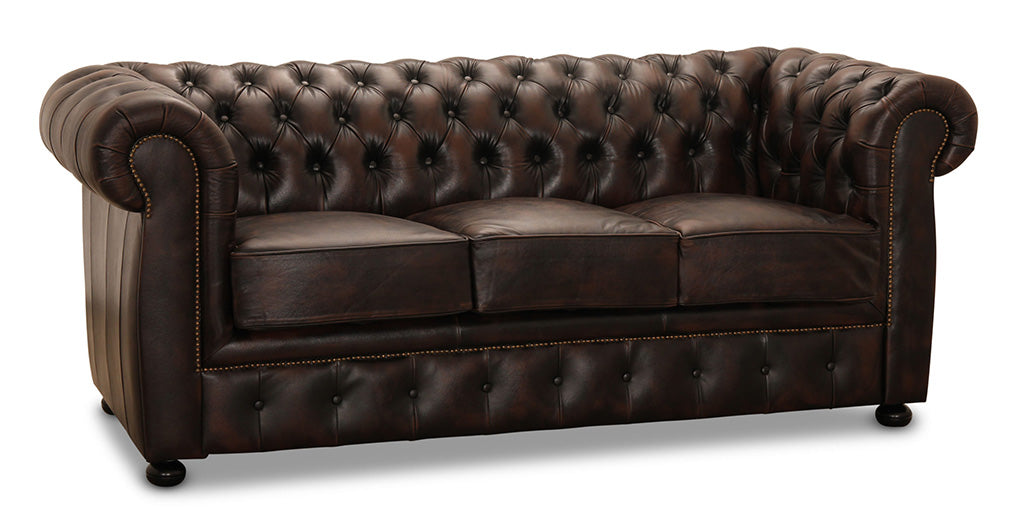 Liverpool Chesterfield soffa 3-sits Brun