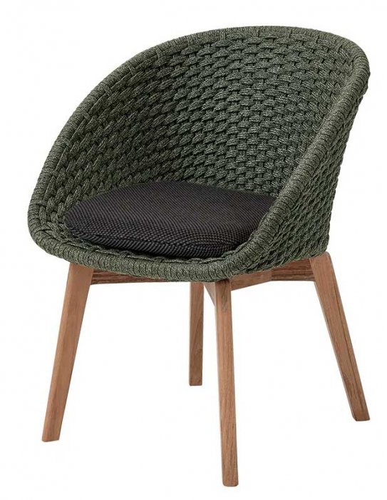 Peacock Stol Dark Green/Teak