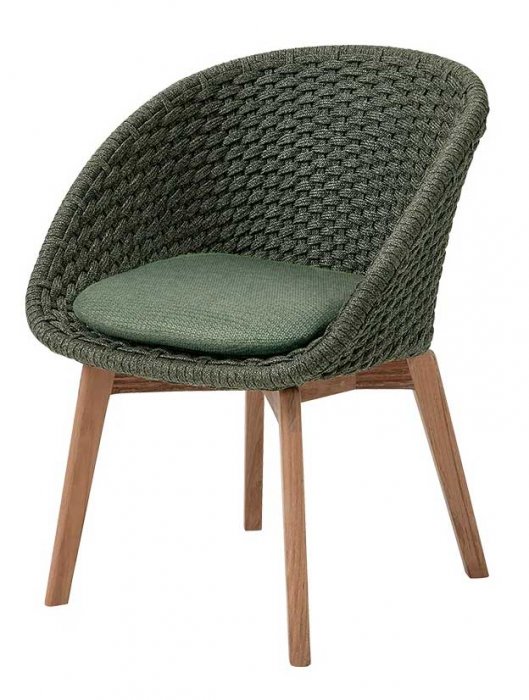 Peacock Stol Dark Green/Teak