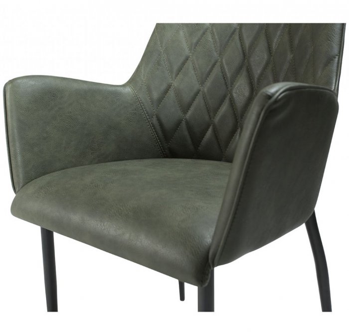 Rombo Karmstol Grönt Vintagekonstläder