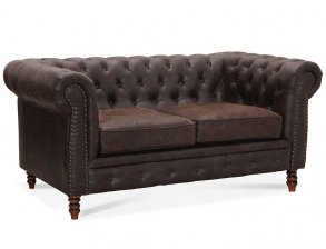 Cambridge 2-sits Chesterfield soffa Brunt Vintage tyg
