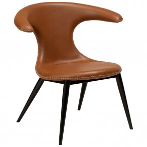 Flair Fåtölj Ljusbrun Lounge Chair Vintage light brown art. leather w. round black legs