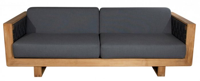 Angle Lounge soffa 3-sits Teak/Grå