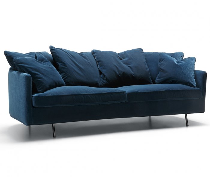 Julia 3-sits Soffa Small Cushions Classic Velvet Dark Blue